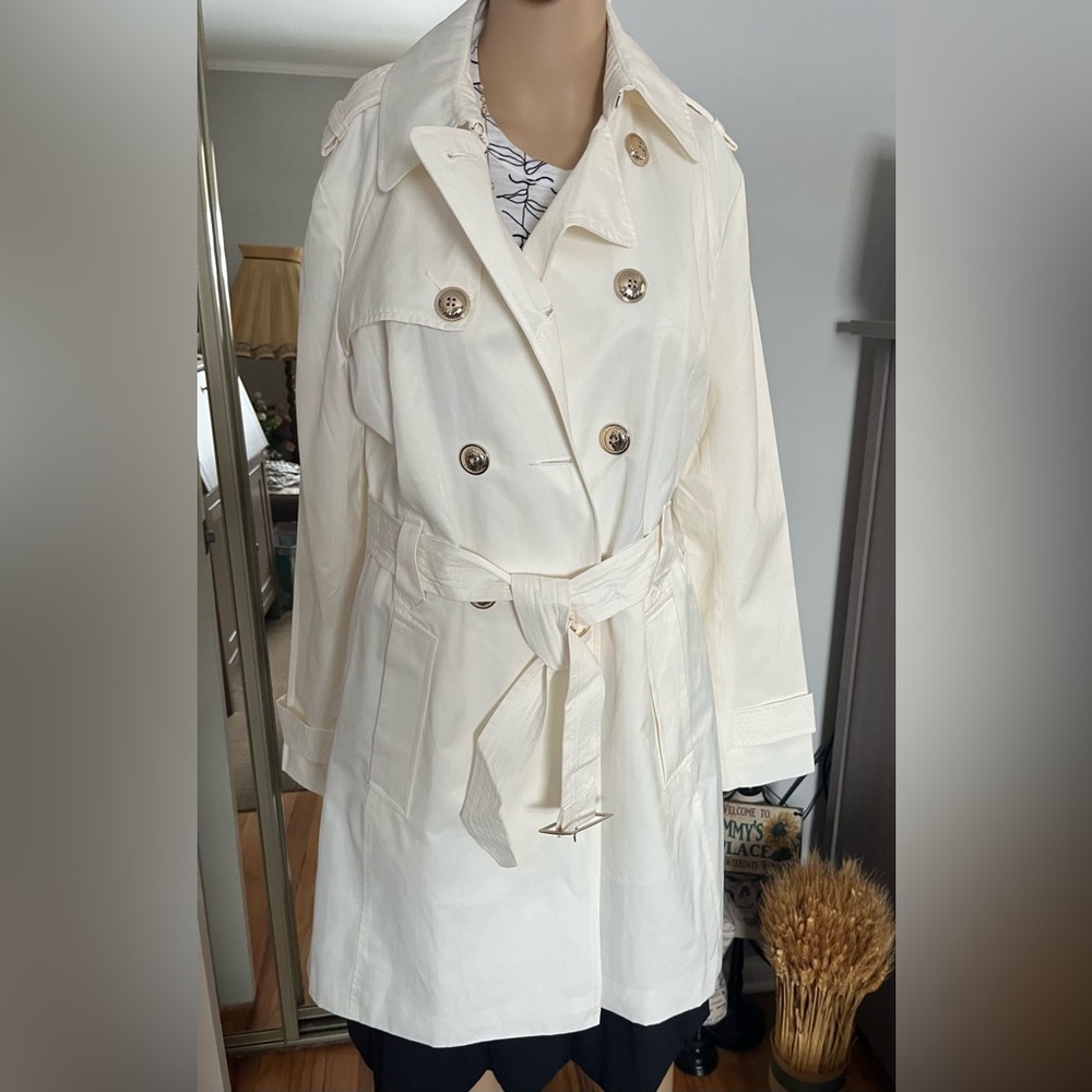 Express Ivory Double-Breasted Trench Coat